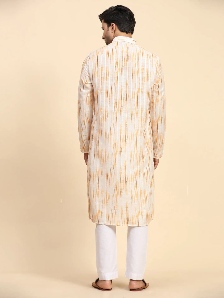 Yellow Kurta Set for Men | Stylish Digital Print for Festive Celebrations