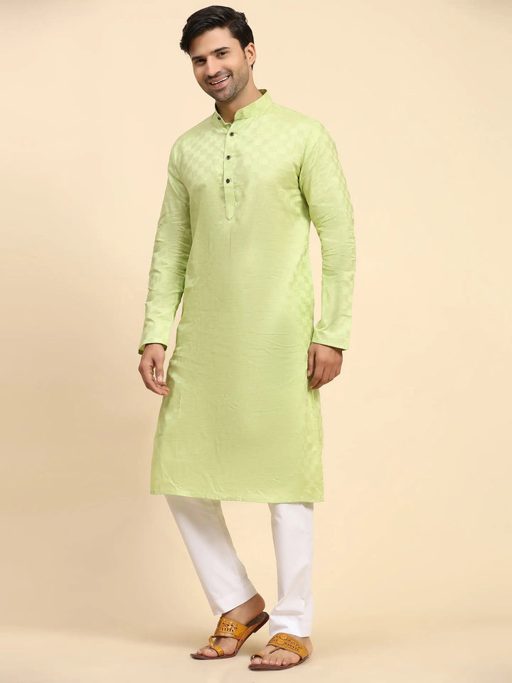 Light Green Pure Cotton Kurta Pajama for Men | Traditional Elegance
