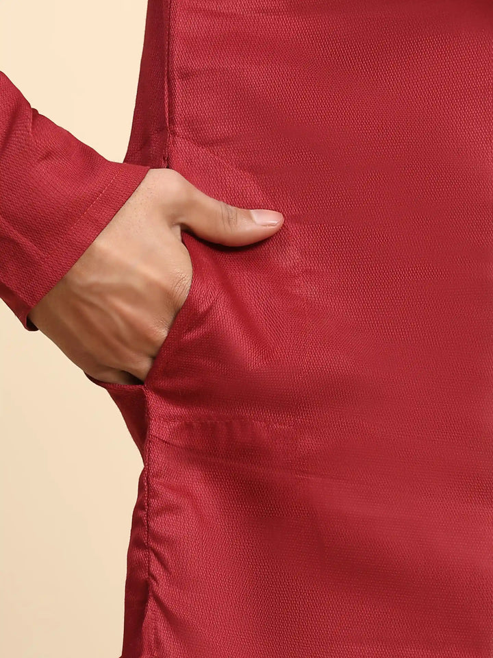 Maroon Kurta Pajama | Men’s Festive Kurta Set with Embroidery