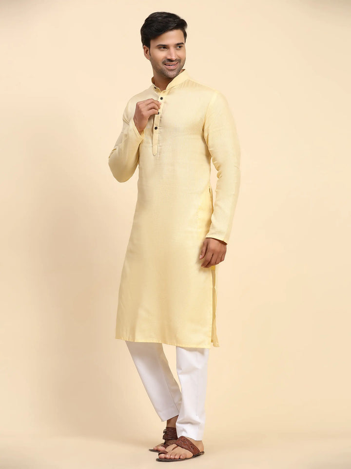Light Yellow Kurta Pajama Set | Elegant Attire for Festivals & Haldi