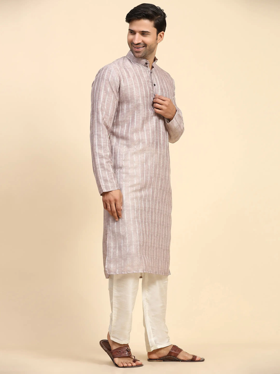 Men’s Light Mauve Kurta Set | Ideal for Sangeet & Festive Occasions