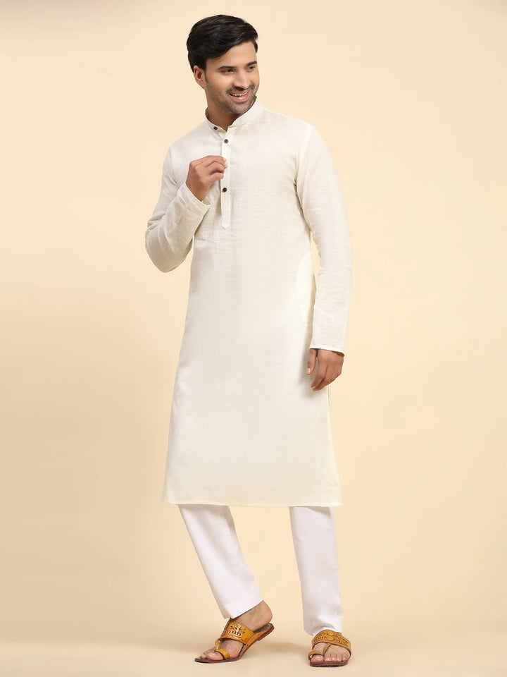 Elegant Off-White Kurta Pajama Set | Perfect for Festive Celebrations