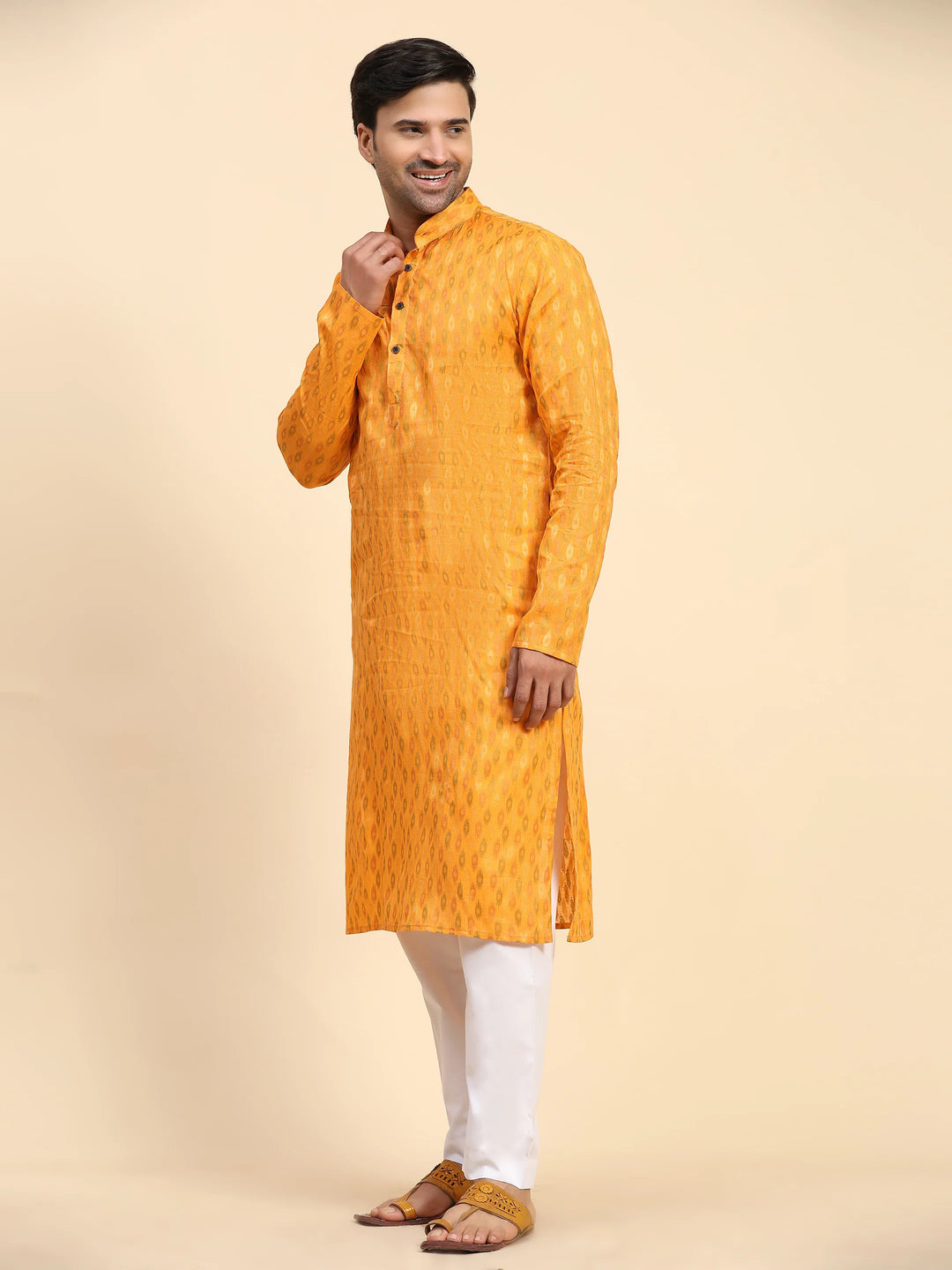 Traditional Light Orange Kurta Pajama | Pure Cotton Kurta for Men