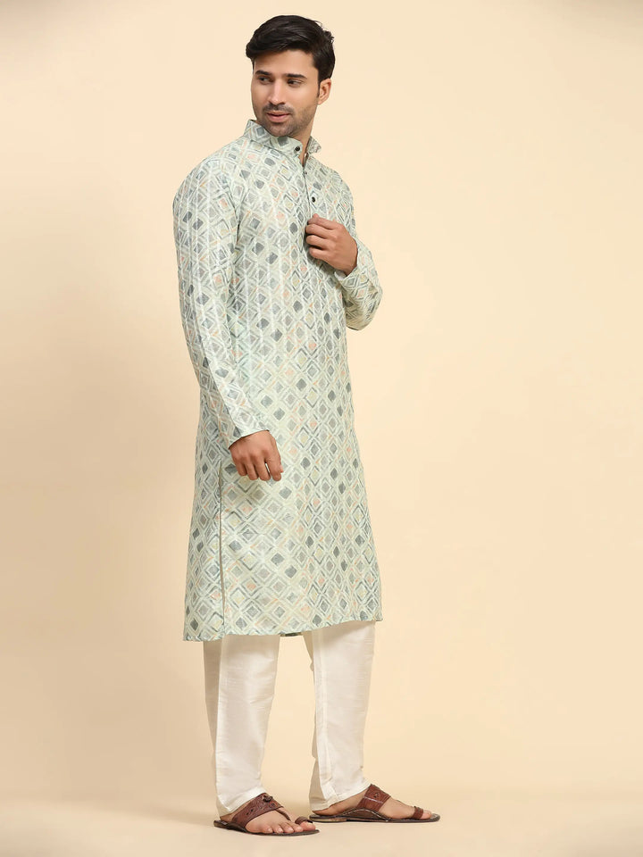 Light Green Kurta Set for Men | Perfect for Mehandi & Haldi Ceremonies