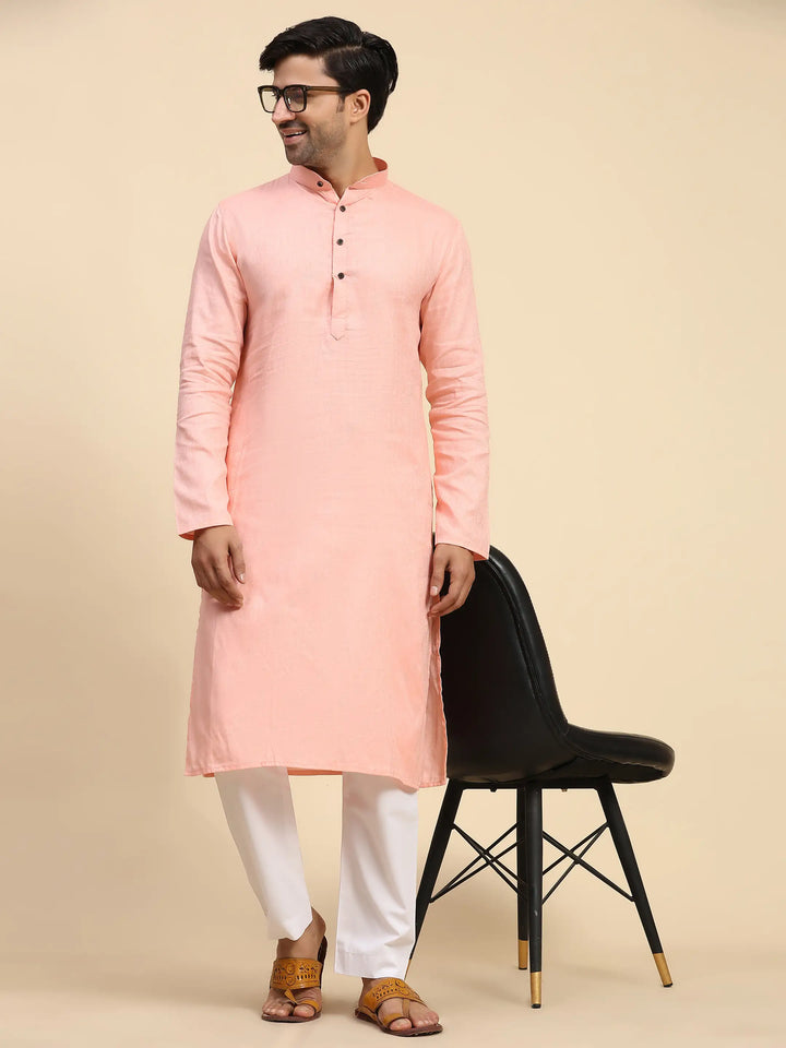 Baby Pink Kurta Set for Men | Premium Cotton Kurta Pajama Set