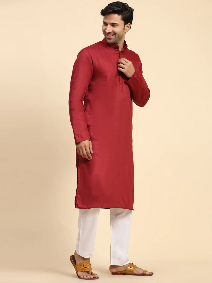 Maroon Kurta Pajama | Men’s Festive Kurta Set with Embroidery