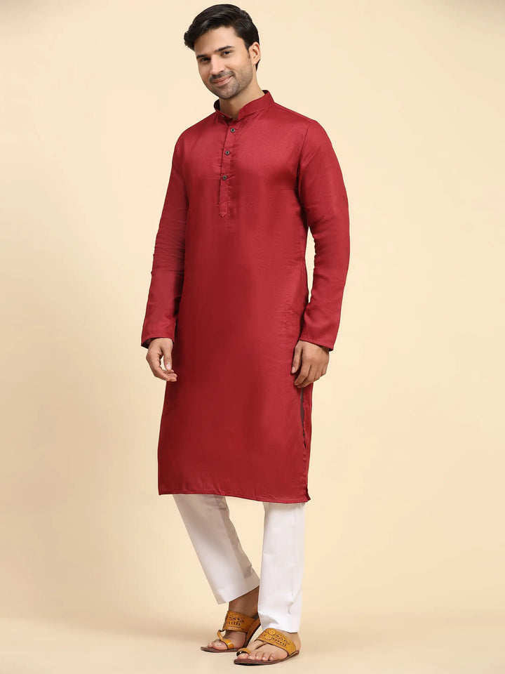 Maroon Kurta Pajama | Men’s Festive Kurta Set with Embroidery