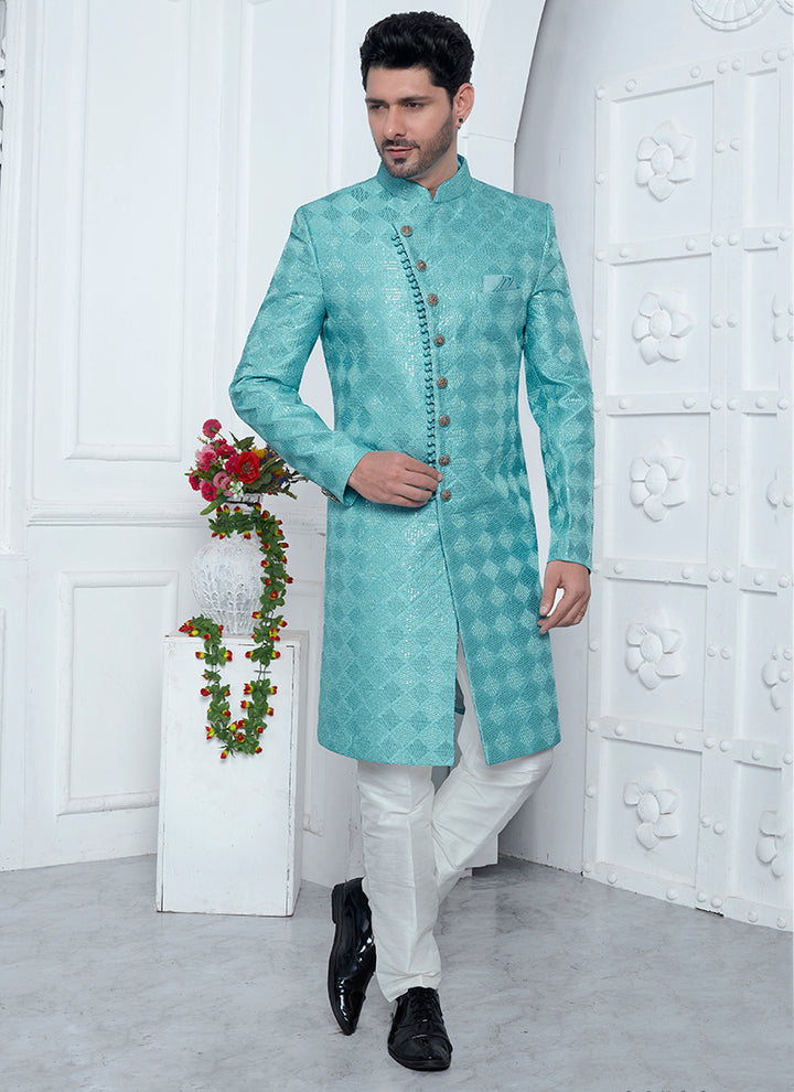 Stylish Art Silk Sherwani | Computer Thread Work Perfect Wedding Attire