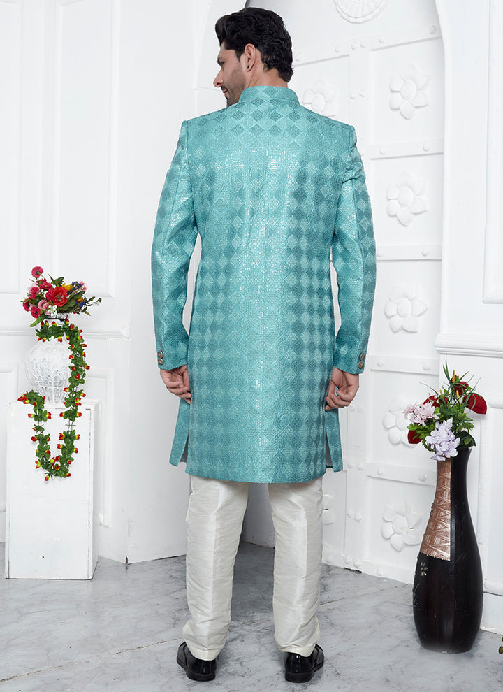Stylish Art Silk Sherwani | Computer Thread Work Perfect Wedding Attire