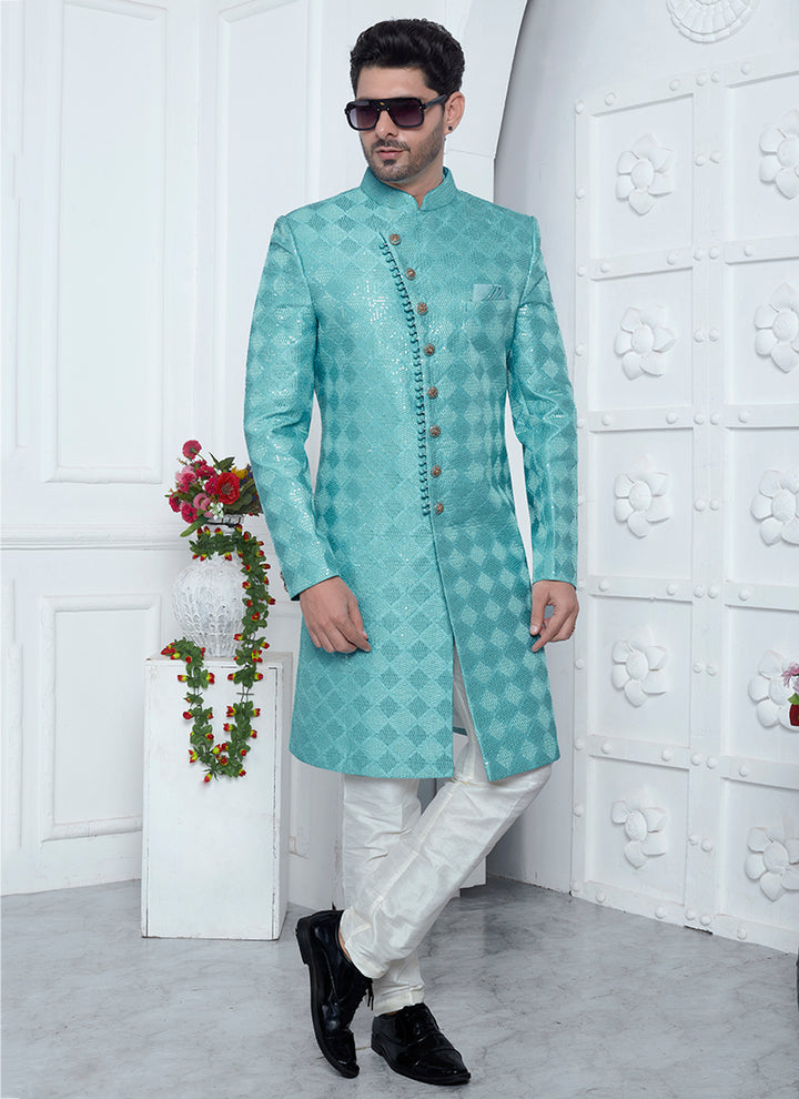 Stylish Art Silk Sherwani | Computer Thread Work Perfect Wedding Attire