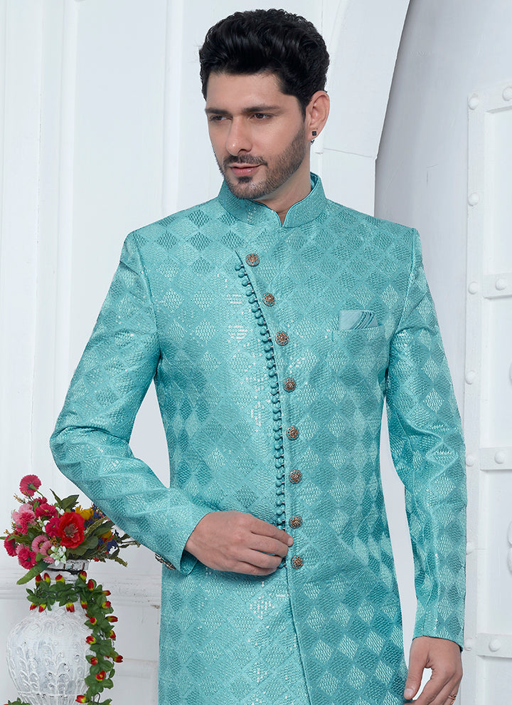 Stylish Art Silk Sherwani | Computer Thread Work Perfect Wedding Attire