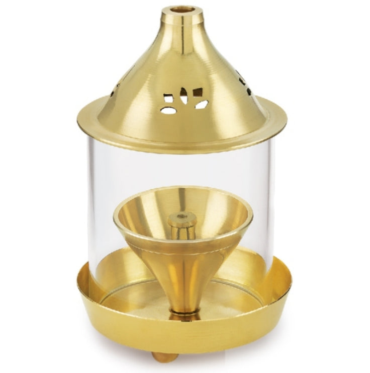 ATTRO Divine Samarpan Brass Diya | Glass Covered Oil Lamp for Worship