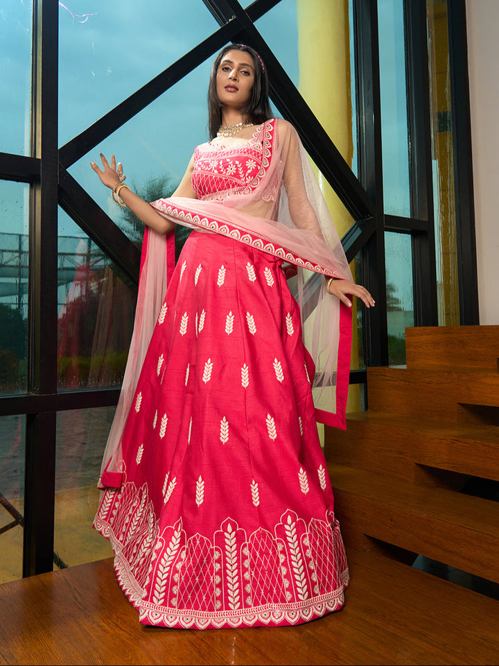 Soft pink lehenga choli with net dupatta
