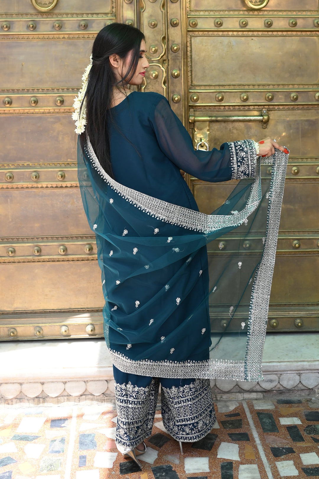 Chic Teal Blue Georgette Salwar Kameez | Perfect for Weddings & Festivities