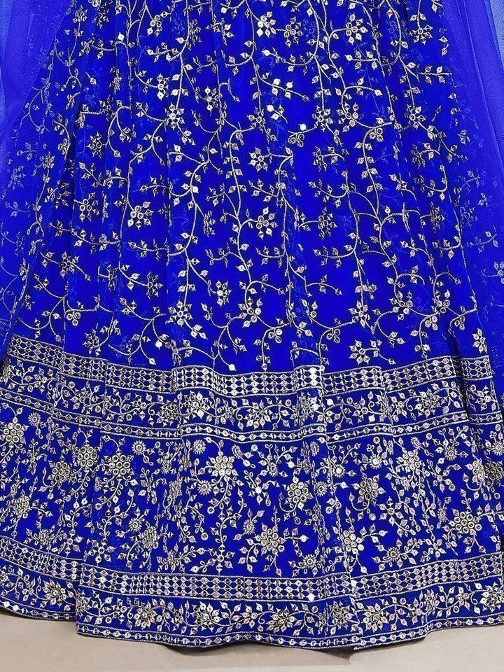 Stylish blue georgette lehenga with dupatta