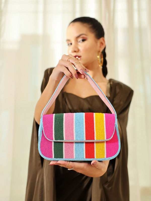 Stripe Multicolor Baguette Bag | Stylish Handbag Collection