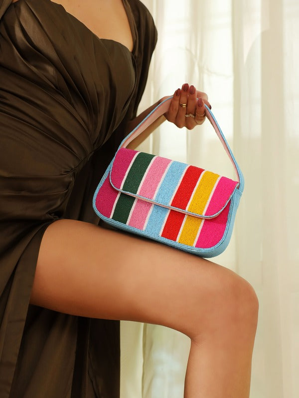 Stripe Multicolor Baguette Bag | Stylish Handbag Collection