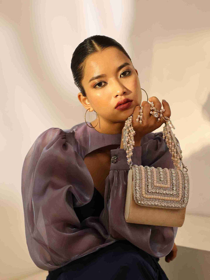 Nysa Mini Bag | Embroidered Handle Clutch for Elegant Style