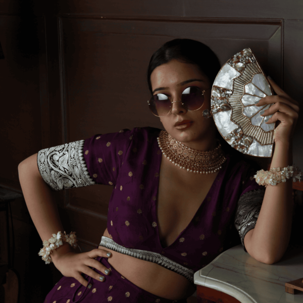 Pankh Brass Mother of Pearl Clutch | Boho-Chic Handcrafted Bag