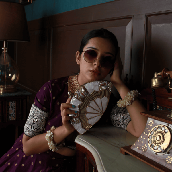 Pankh Brass Mother of Pearl Clutch | Boho-Chic Handcrafted Bag