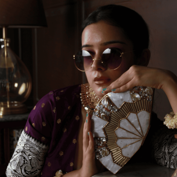Pankh Brass Mother of Pearl Clutch | Boho-Chic Handcrafted Bag