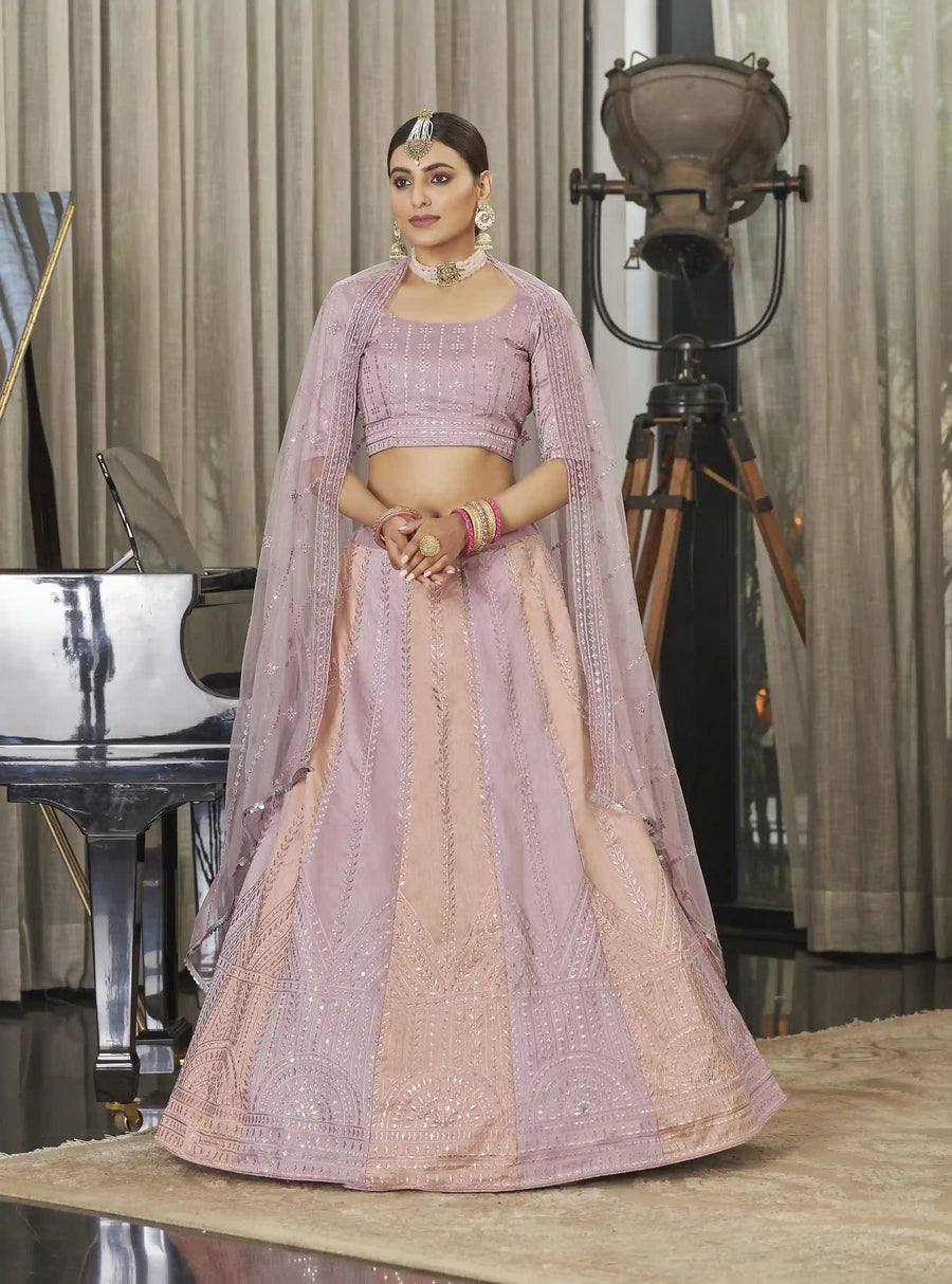 Thread and Sequin Embroidered Art Silk Lehenga

