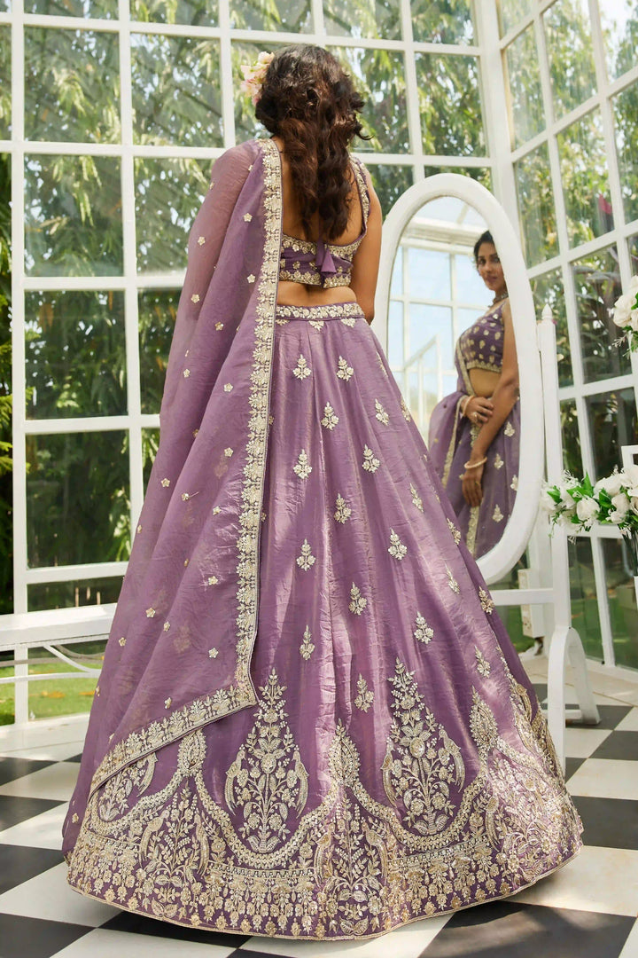 Thread embroidered purple lehenga choli