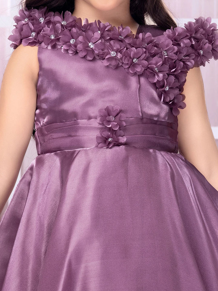 Stylish Satin Anarkali Gown | Back-Zipper Purple Designer Gown