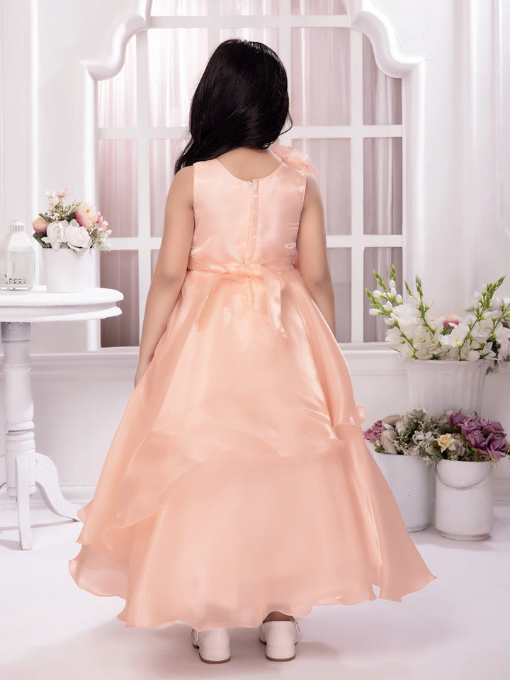 Affordable Peach Anarkali Gown | Satin Party Wear Gown