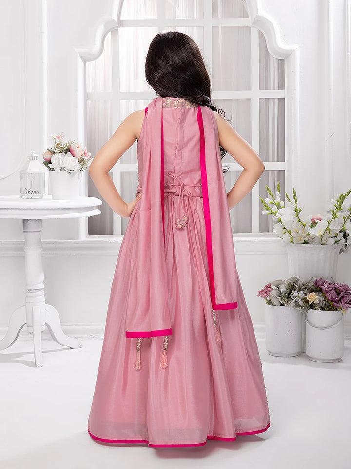 Kids Pink Silk Lehenga Choli | Traditional Festive Attire