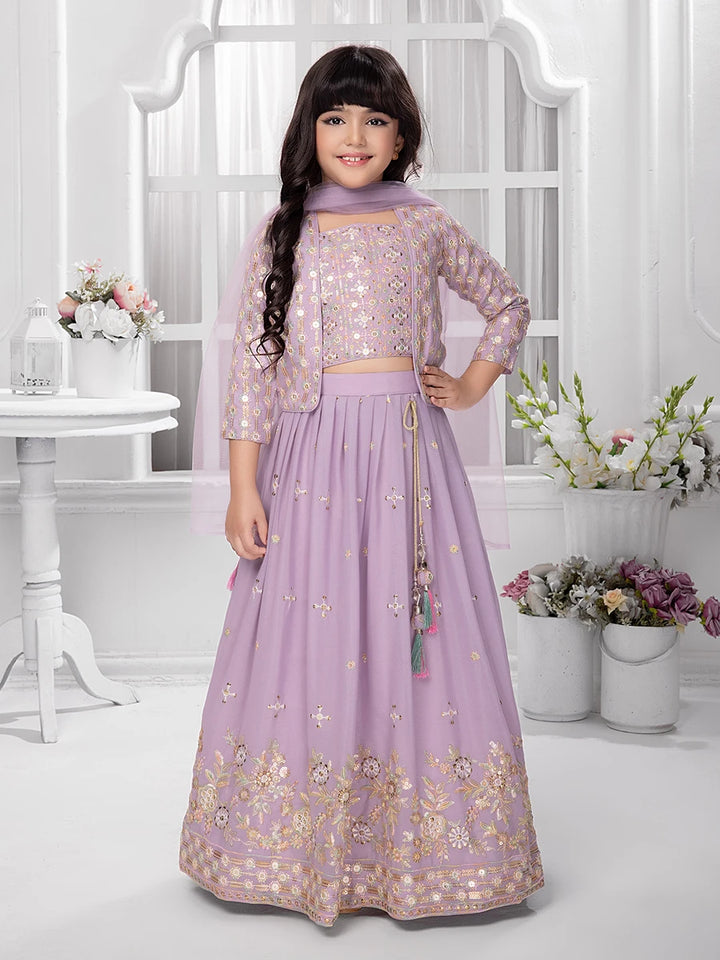Trendy Lavender Lehenga Choli for Girls | Party Wear Jacket Set