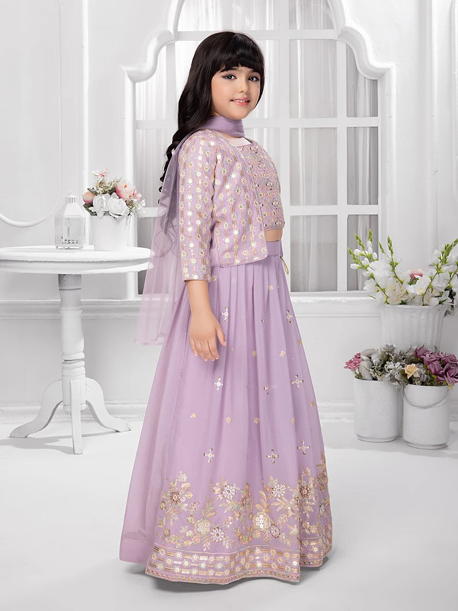 Trendy Lavender Lehenga Choli for Girls | Party Wear Jacket Set