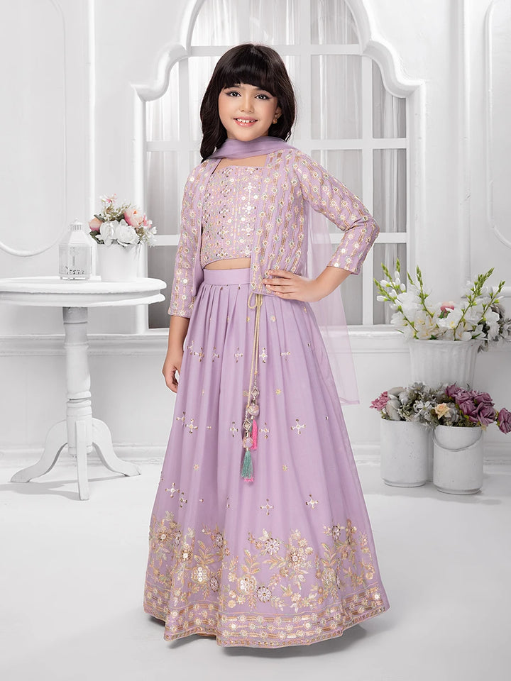 Trendy Lavender Lehenga Choli for Girls | Party Wear Jacket Set