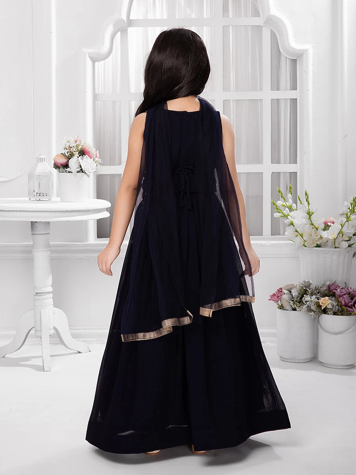 Affordable Kids Lehenga | Navy Ethnic Lehenga Choli for Girls