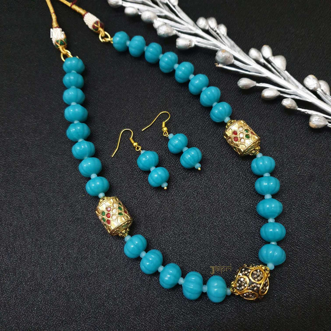 Turquoise Meenakari Adorable | Necklace With Earrings Trendy