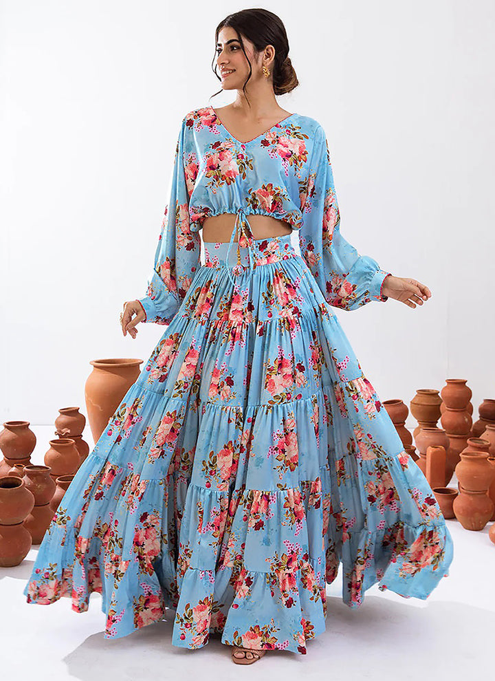 Turquoise Blue Party Wear Lehenga | Bridal Lehenga for Women