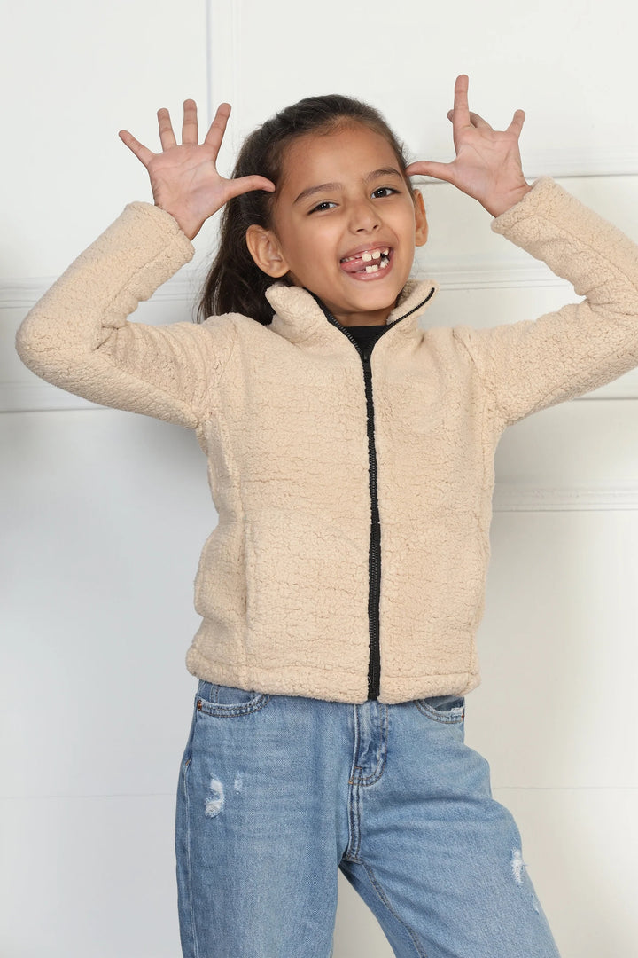 Mom and Daughter Winter Fashion: Cream Fleece Jacket Duo