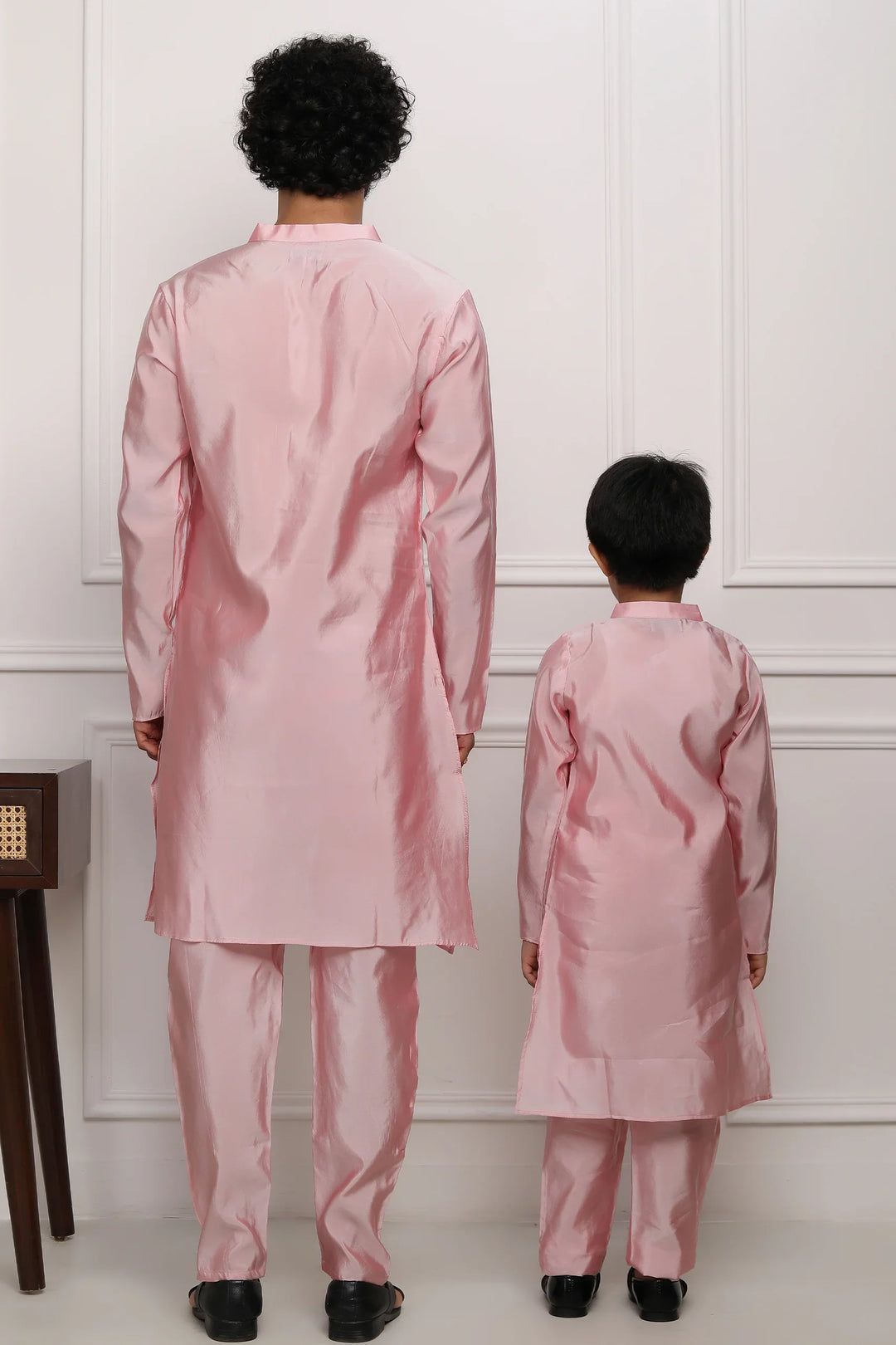 Exquisite Peach  Silk Kurta Pyjama  Father & Son Twin Set