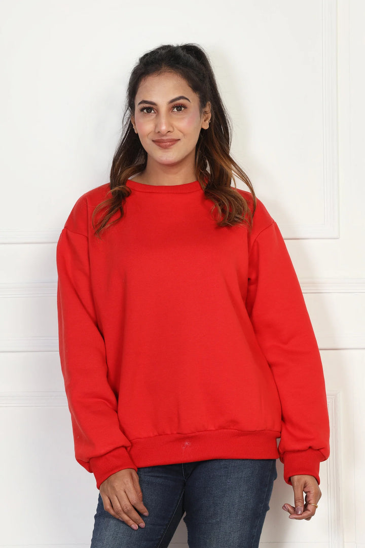 Cozy Red Matching Mom and Daughter Sweatshirt Set – Twinning in Style