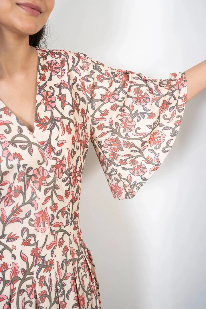 Mommy & Me Matching Maxi Dresses: Red Floral Print on Cream | Summer Comfort