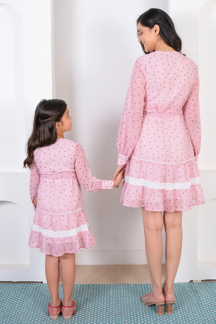 Rosy Pink & White Lace Mommy & Me Summer Dress Set
