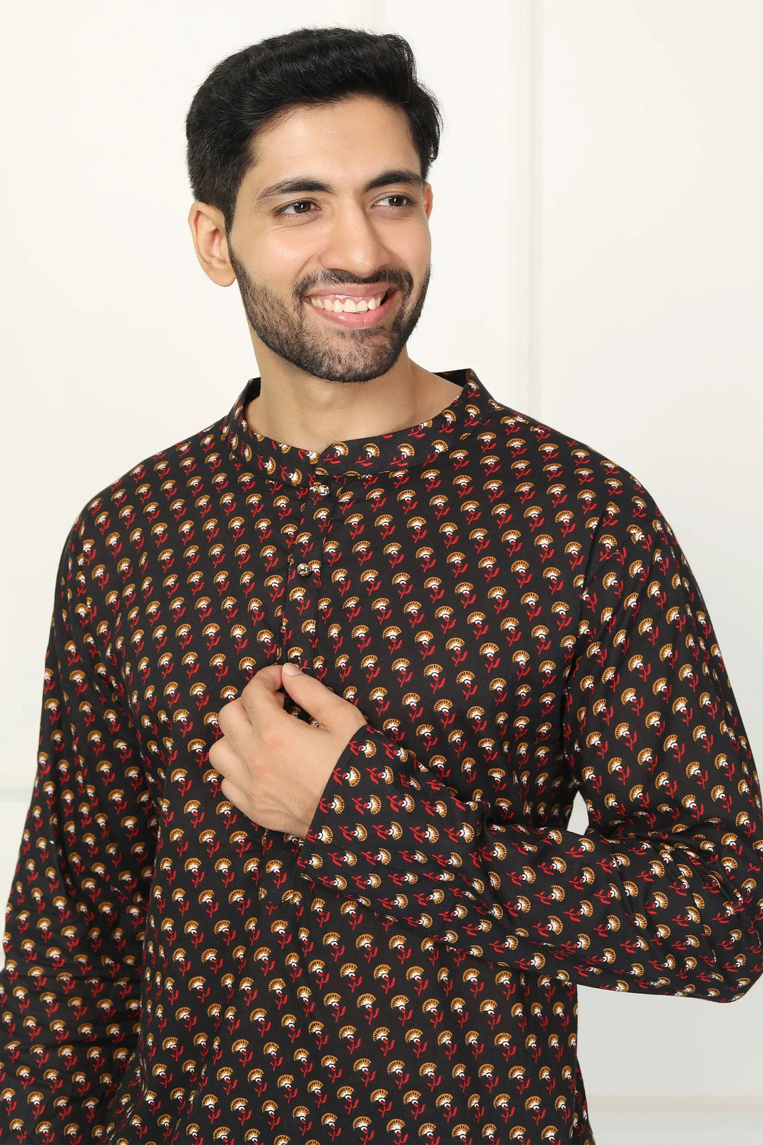 Black Printed Short Kurti & Matching Kurta Couple set