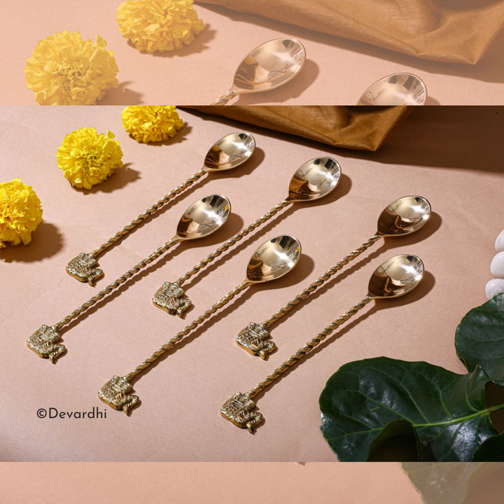 Lavanyam | Intricate Royal Brass Elephant Spoons Collection
