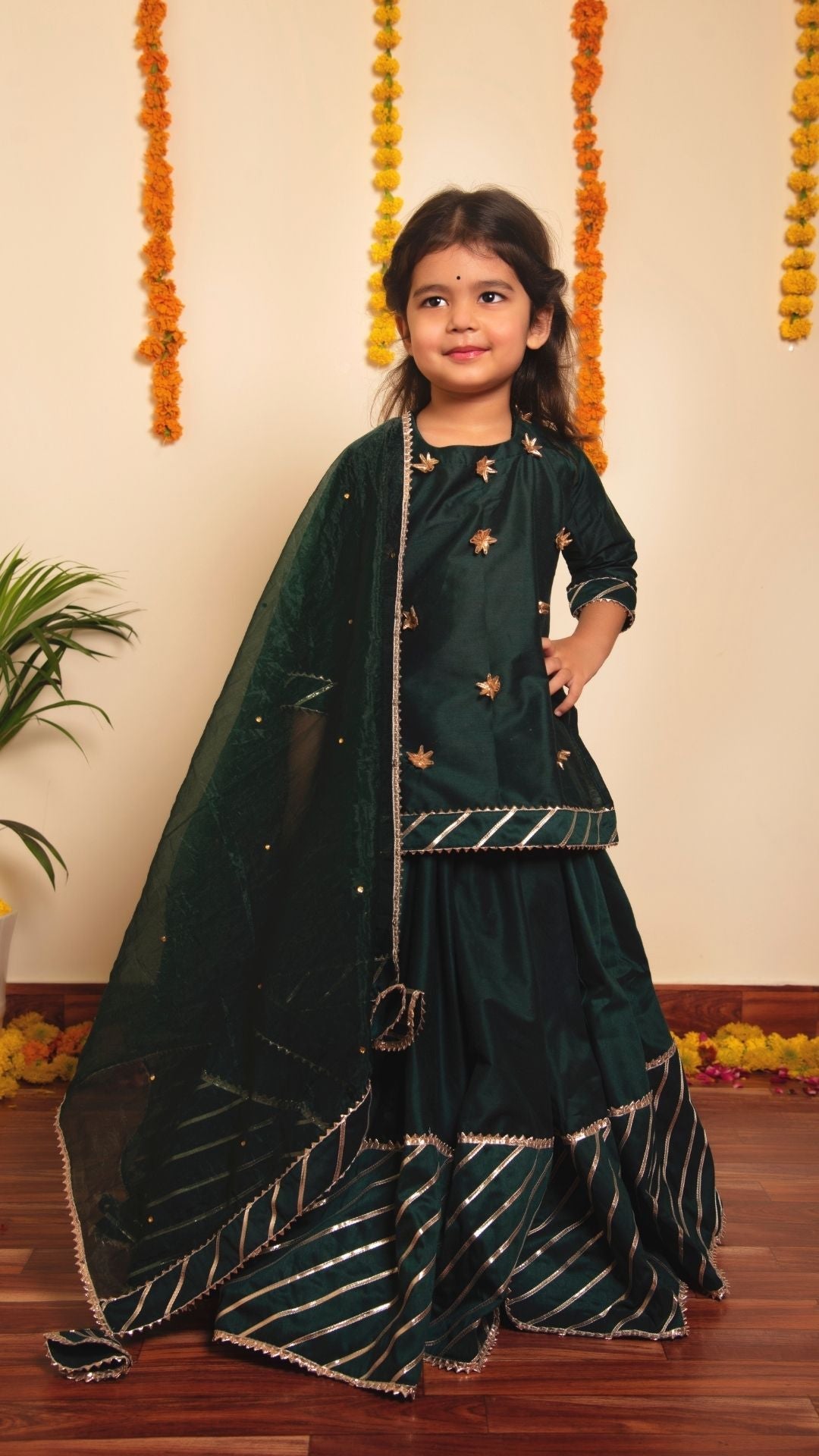 BACHPAN MIMOSA GREEN  LEHENGA SET - Pomcha Jaipur