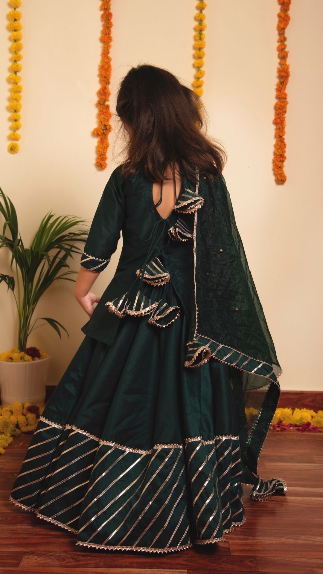 BACHPAN MIMOSA GREEN  LEHENGA SET - Pomcha Jaipur