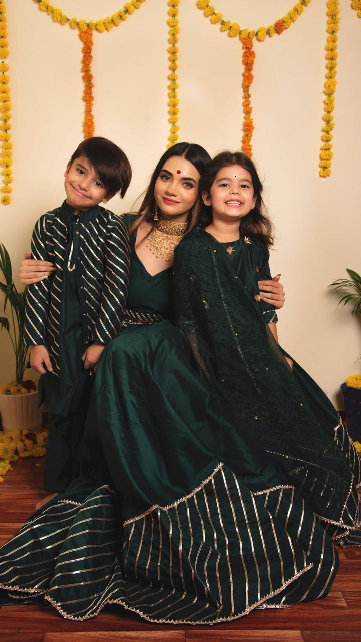 BACHPAN MIMOSA GREEN  LEHENGA SET - Pomcha Jaipur