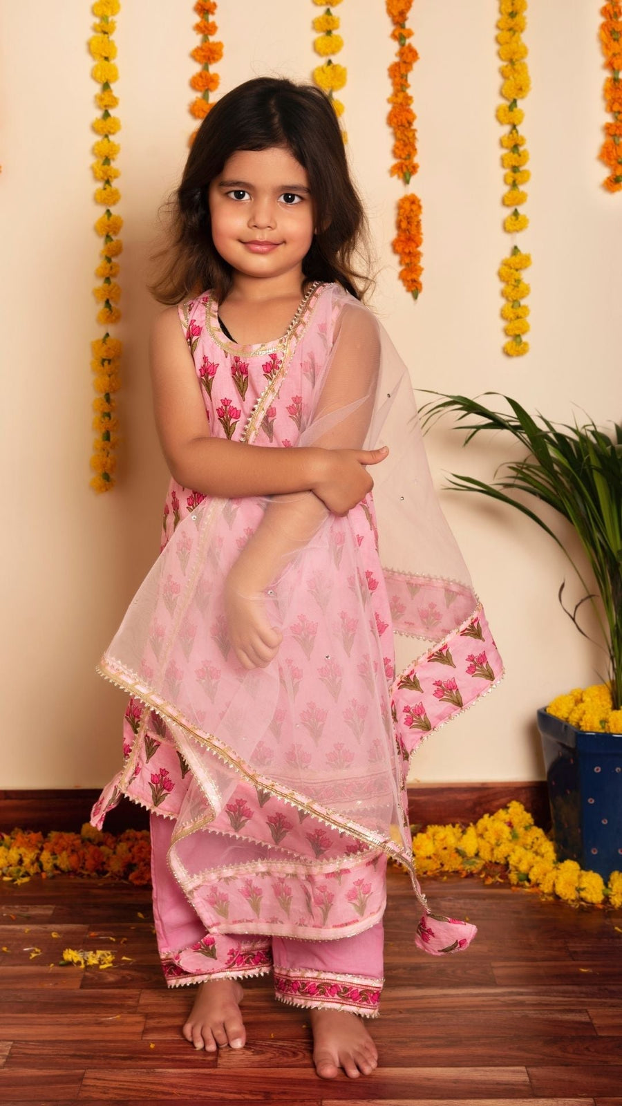BACHPAN GULBHAR  PINK HAND BLOCK KURTA SET - Pomcha Jaipur