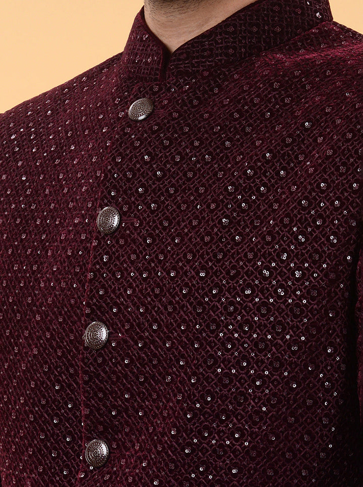 Maroon Indo Western Outfit for Men | Perfect for Weddings and Sangeets