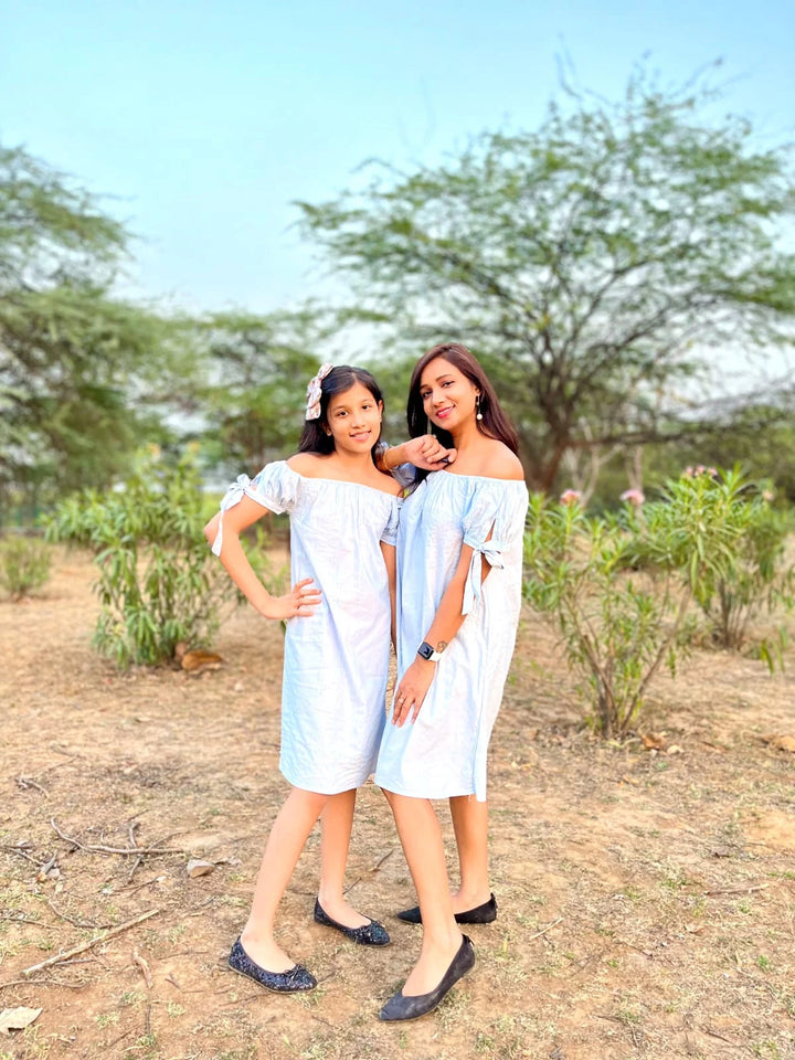 Blue Lurex Twin One Piece Dress