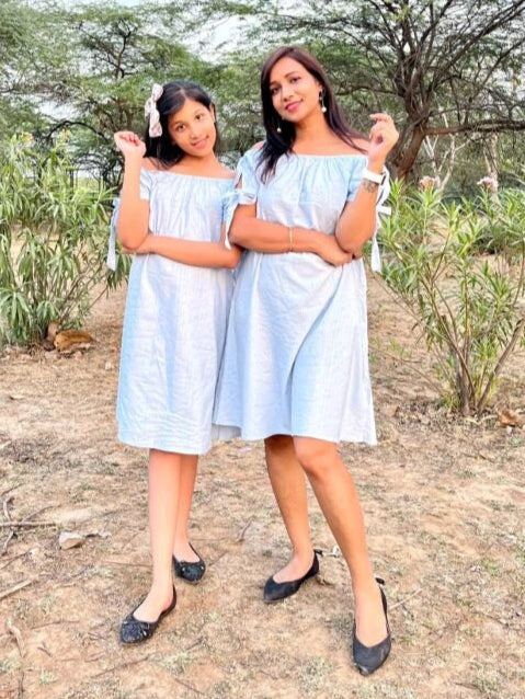 Blue Lurex Twin One Piece Dress